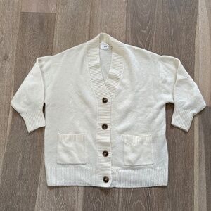 Mango, cream button down oversized sweater, size M